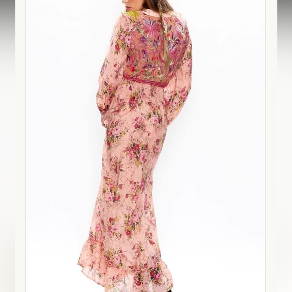 Aratta Silvent Journey Softness Floral Embroidered Maxi Dress V-Neck Size S - Picture 4 of 12